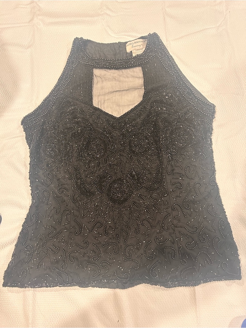 Papell Boutique Black Beaded Halter Camisole